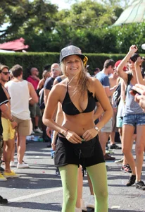 Boobs out in public in either bikini tops or bras