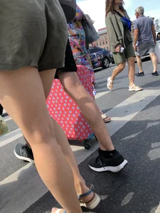 Hot Girl In Shorts Street Crosswalk Creepshots Gallery - Closeups of Her Gorgeous Legs