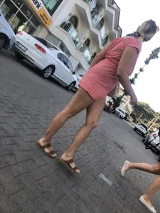 Mature Milf in Dress and Sandals Street Creepshot