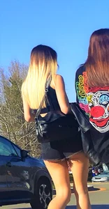 Perfect little booty in mini shorts, cheeks visible