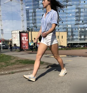 Girl With Awesome Muscular Body in White Shorts Street Creepshots Gallery