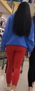 Super Cute Asian Teen Red Spandex Wedgie
