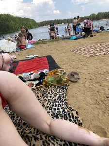 Girl Standing Up on Her Knees Doggy Style at a Beach Photos