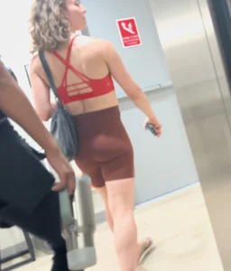 Fit / Jiggly Blonde in tight spandex shorts ( OC , VPL )
