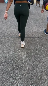 Beautiful Curly Haired Babe in Green Lululemon (OC) + GIFS
