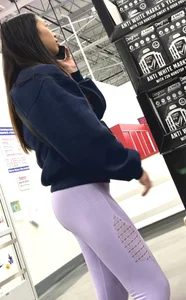 asian tight ass in purple yoga pants creeped