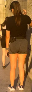 Girl exercises her cute butt in public at sunset