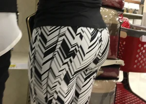 Black and white patterned leggings booty on cute girl at Target