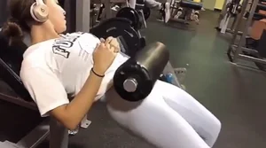 Sexy brunette gym girl in different leggings with a nice ass