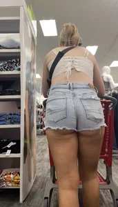 Tall Blonde W/ Cheeks peeking out of shorts