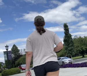 Thick college slut in shorts