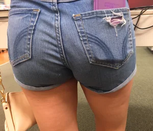 Hot Ass in Blue Denim Shorts at the Book Store Creepshots