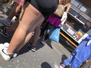 Carnival girls wearing pantyhose, spandex shorts, stockings, skirts and other outfits