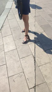 Very Hot Candid Girl in a Skirt on High Heels Street Creepshot