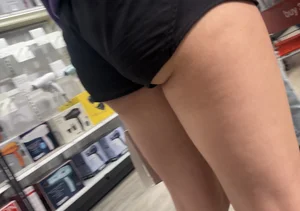 Super short Teen ass hanging out of gym shorts (Target)