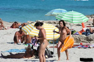 Bunch of sexy ladies on a nude beach