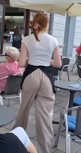 Pretty and slim waitress with big tits