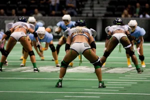 Sexy female football players with hot bodies