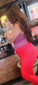 Bubble butt milf in red yoga pants (second time capping her)