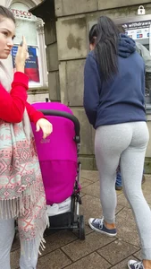 Hot Girl in Grey Tights at the ATM on the Street Creepshots Gallery
