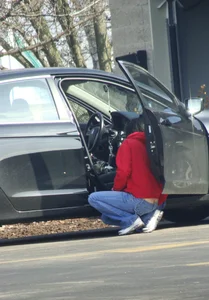 Some candid girls cleaning their cars in jeans and some showing ass crack