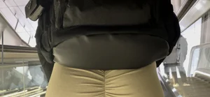 On the escalator Teen love her ass