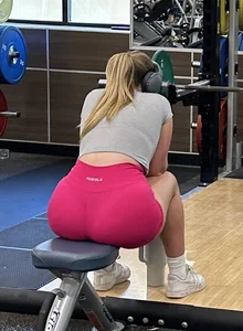 Stacked blonde college PAWG with pink shorts being eaten by ass