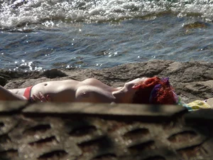 Nude beach and topless girls