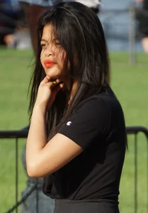Cute Asian girl in tight leggings with a nice ass