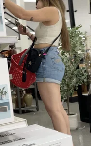 Cute Latina, and STACKED college girl w/ ass hanging out at Target