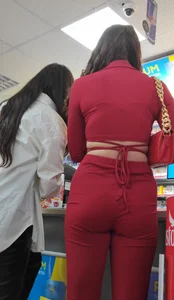 Hot minx in a stunning red outfit