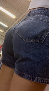 Shy Petite Latina store worker in Jeans Shorts w/ nice body!