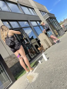 Plump teen VPL biker shorts