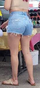 Lil cheeky latina in short shorts and sister with pokies!