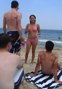 Spring break girl showing off her nipples in bikini