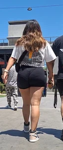 Brunette with thick legs in tight shorts, VPL [oc]