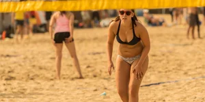 Beach volleyball babes in bikinis