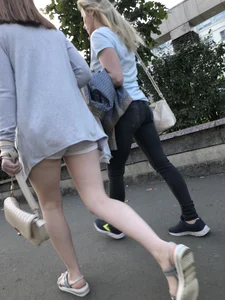 Girl in Mini Shorts Hot Skinny Legs Street Creepshot
