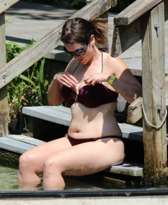 Two big boobed bikini babes in maroon bikinis