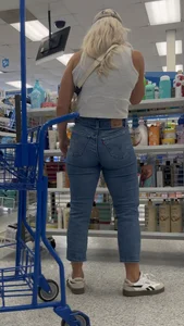 Blonde in jeans with beautifully shaped Ass!