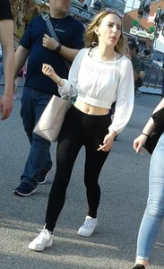 C-thru leggings babe with a red thong underneath