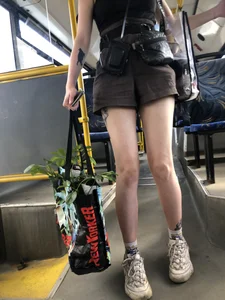 Girl in Mini Shorts with Nice Legs Public Bus Candid Pics