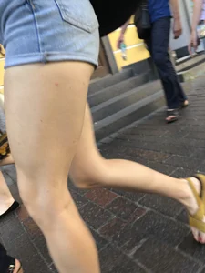 Long Skinny Legs in Sandals Street Creepshot