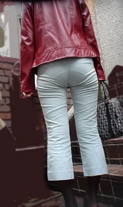 Milf Ass in Tight White Pants Candid Photo