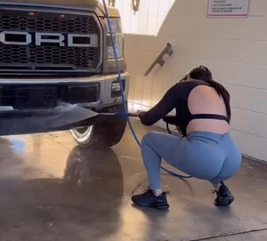 Latina Bubble Ass Washing Her Car
