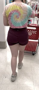 Pawg college girl in maroon shorts