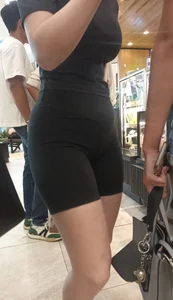 2x1 milf with beautiful butt and small waist, and girl in very tight black lycra shorts [OC]