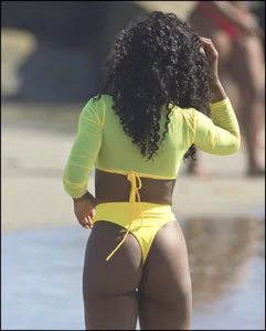 2 amazing candid black girls at the beach in thong bikinis with perfect asses