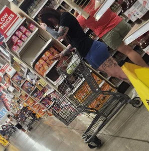 Out In The Wild 59 (tatted up bubble butt blue legging shorts)