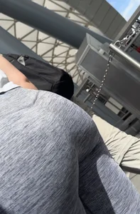 Brunette with nice ass in grey leggings (gif + closeups)